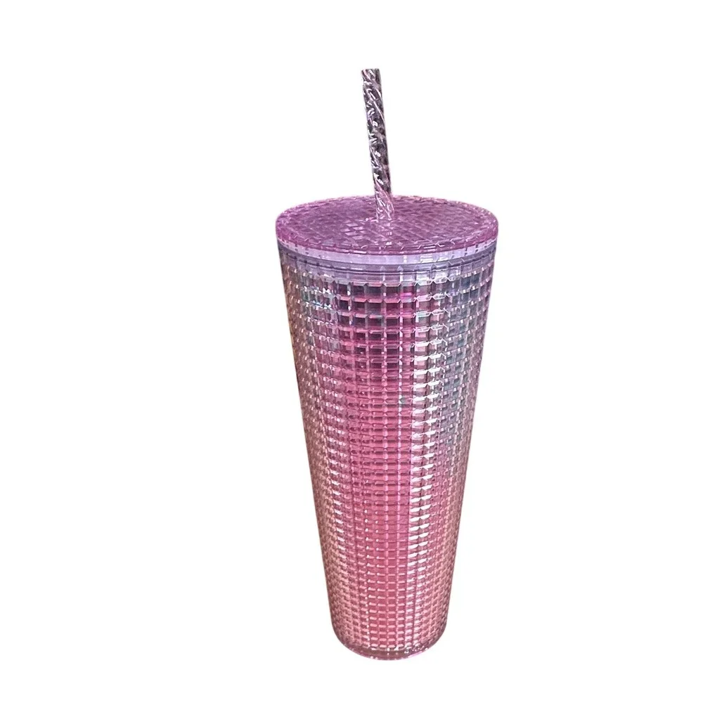 Starbucks‎ Iridescent Pink Purple Grid Venti Cold Cup Tumbler 24oz 011122917 NEW